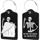 Nyixblyre 2Pcs Skull Skeleton Luggage Tag for Suitcases Women Cruise Travel | Travel Essentials, Bag Name Tags, Handbag Backpack Tag, Privacy Cover ID Label, Baggage Identifier, Metal Loop, PU Leather