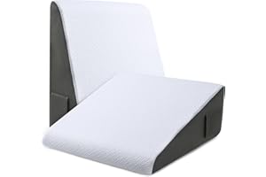 ROCYJULIN Bed Wedge Pillow for Sleeping, 10 Inch Memory Foam Incline Wedge Pillow, Triangle Elevated Wedge Pillow for After Surgery, Acid Reflux and Snoring, Black & White