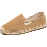 U-lite Men's Classic Suede Canvas Round Cap Toe Espadrilles Loafers Pure Color Slip On Comfortable Flats Shoes