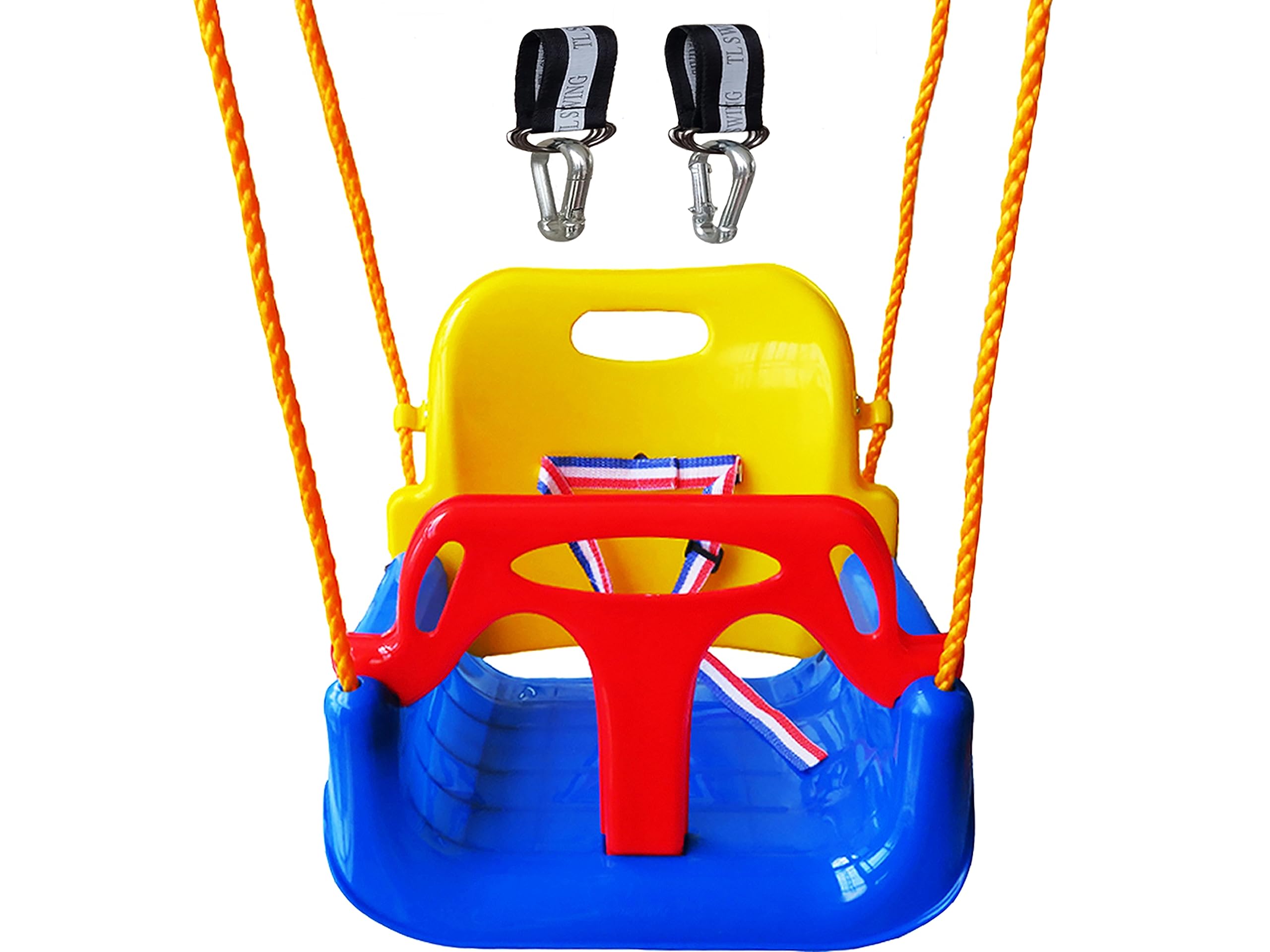 3-in-1 Infant to Teenager Upgrade Version Collapsible Swing Set with Snap Hooks for Home Garden Patio Indoors Outdoors Play(Blue Chair+Swing Hanging Kit)