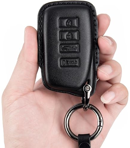 Genuine Leather Key Fob Case Cover For Lexus (RX, ES, GS, LS, NX, GX, LX, RC, LC) - 2/3/4 Button, With Keychain (Brown) - View #5
