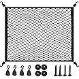 Cargo Net for SUV with Hooks, Adjustable Highly Elastic Storage Organizer Net for Car, Pickup Trucks,Mesh Organizer 2.6'x2' Stretches to 5'x4',Road Trip Essentials Black