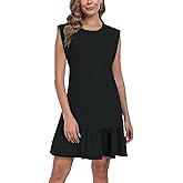VmSlyii Womens Sleeveless Summer Dress Smocked Casual Loose Ruffle Hem A-Line Swing Mini Dress Sundress