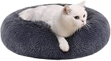 Feandrea Donut Dog Bed Cat Bed Fluffy 50 cm Dark Grey