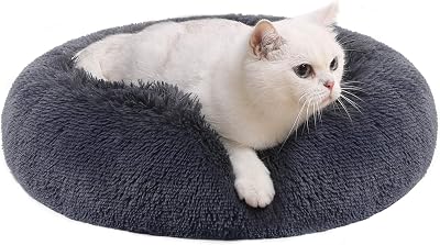 Feandrea Donut Dog Bed Cat Bed Fluffy 50 cm Dark Grey