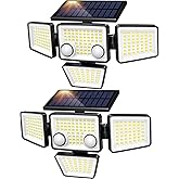 LYWALT Solar Outdoor Lights - 3000LM 188 LED Motion Sensor Outdoor Lights, 4 Heads Security Light,IP65 Waterproof, Easy Install,270&deg;Wide Angle Flood Wall Light with 3 Modes for Backyard Yard