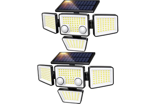Solar Outdoor Lights - 3000LM 188 LED Motion Sensor Outdoor Lights, 4 Heads IP65 Waterproof Powered Security Flood Lights, 27