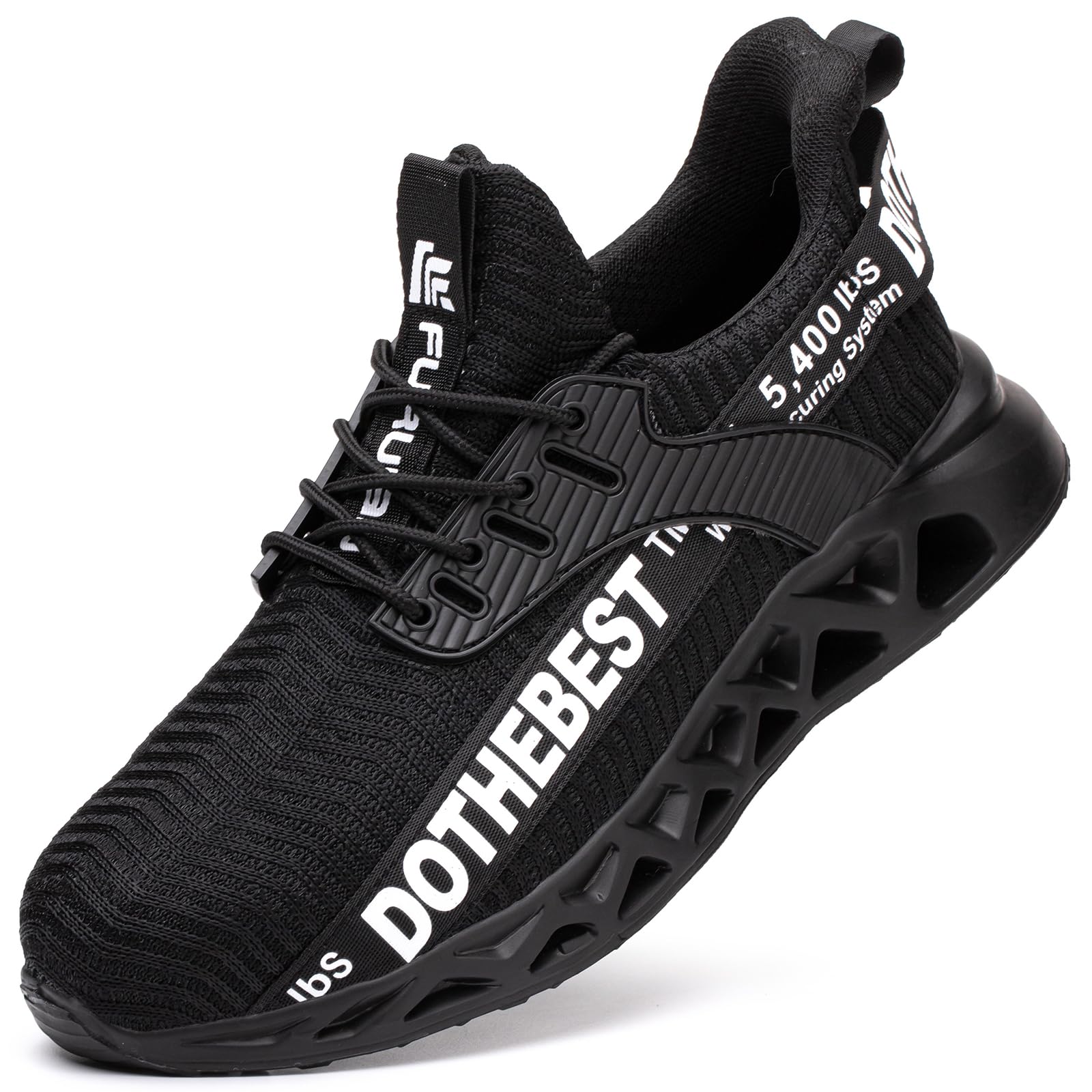 Photo 1 of Furuian Composite Toe Shoes for Men Women Lightweight Safety Work Shoes Indestructible Comfortable Composite Toe Sneakers, Black
