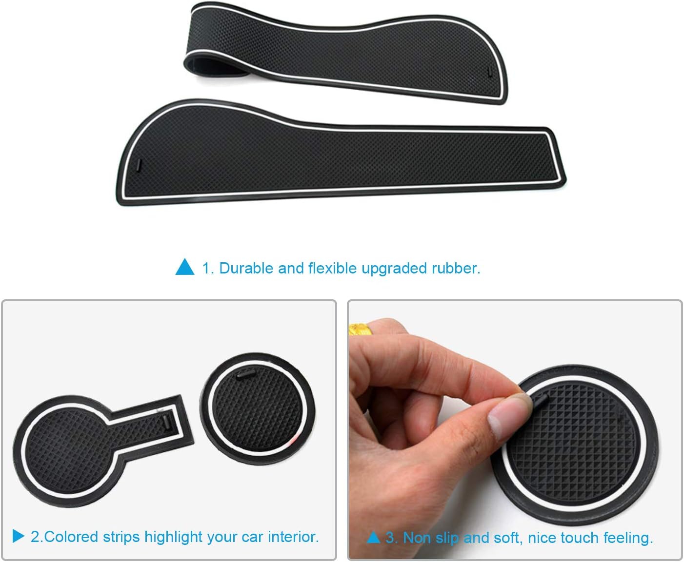 CDEFG Non-Slip Gate Slot Pad Cup Mats Auto Interior Door Slot Pads Mat for V W Golf 7 R GTD GTI GTE Automobile Center Console Liner Parts Car Styling Cushion Accessories (White) - Image 4