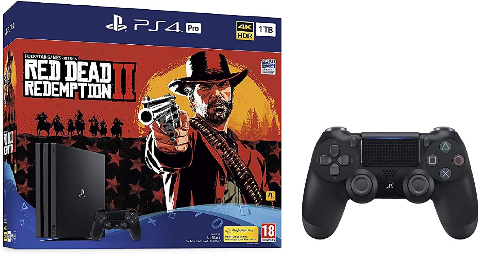 PS4 Pro 1TB Red Dead Redemption 2 Bundle + Extra DS4 (Black)