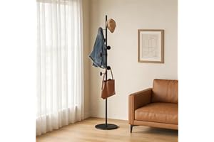 OCKYOOZ Freestanding Coat Rack with Stable Base, Entryway Coat Rack Stand with 7 Hooks, Coat Racks, Floor Coat Rack, Coat Tre