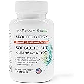 SORBOLIT Colon Cleanse Formula + Debloat - Zeolite Detox, Chlorella, Activated Charcoal & Psyllium Husk Fiber for Gut Health, Gut Cleanse, Colon Detox & Digestive Balance – 120 Vegan Capsules