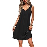 Ekouaer Nightgowns for Women Bamboo Viscose Night Gown Sleeveless Sleep Shirts Tank Sleep Dress V-neck Sleepwear