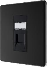 British General BG Screwless Flat Plate Single RJ45 Cat 6 Data Socket Matt Black view 3