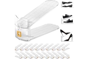 Copidrum 20Pack Shoe Slots Organizer for Closet Shoe Stacker Shoe Rack Organizer for Closet Space Saver Storage Holder Organization (Clear)
