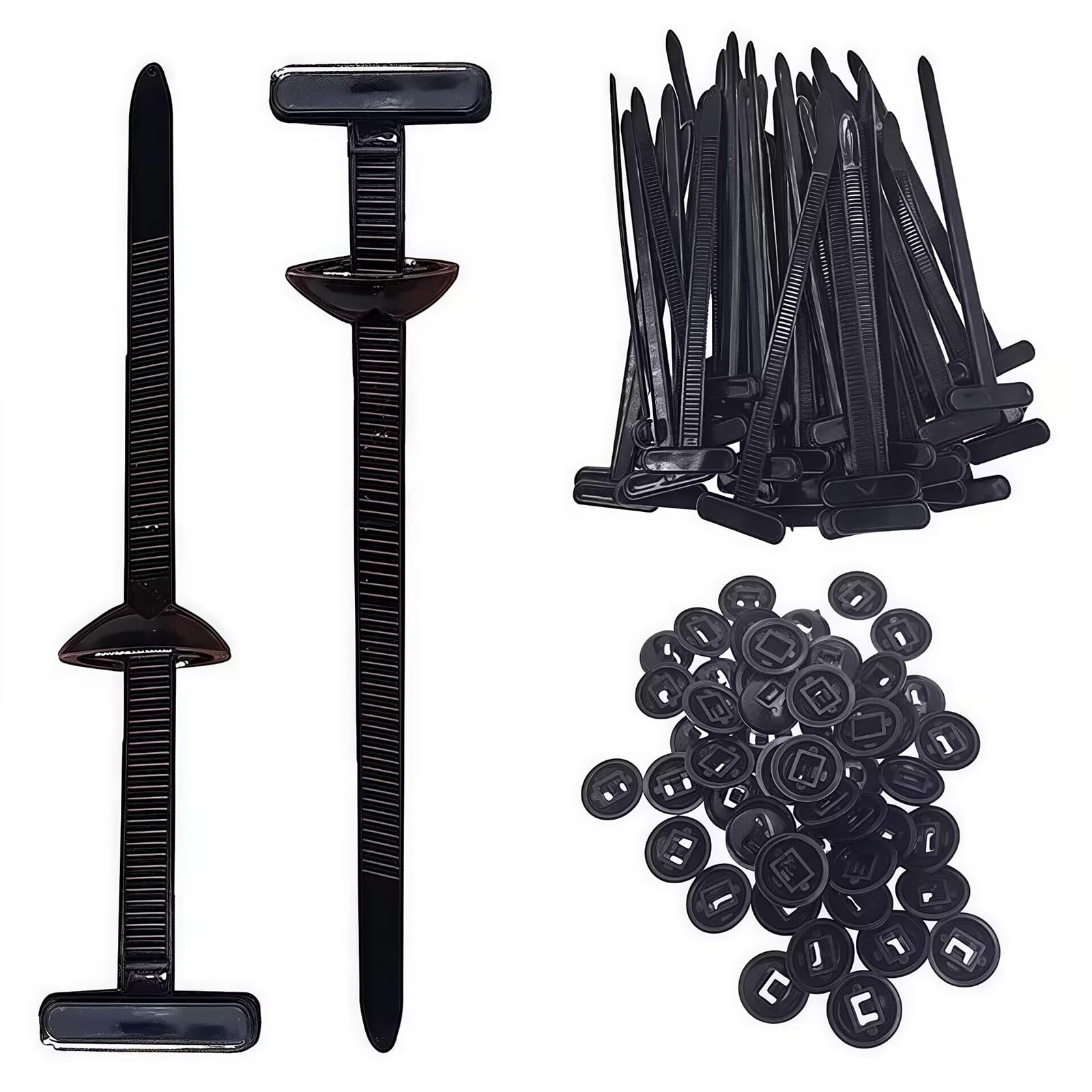 Photo 1 of 100Pcs Nylon Universal Cable Tie Buckle for Car, Automotive Zipper Clips, Heavy Duty Plastic Rivet T Zip Ties Style, Zippered Trim Clip Auto Parts, Button Ziptie Bumper Retainer Fender Liner Fastener