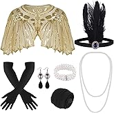 ELECLAND 10 Pieces 1920s Flapper Gatsby Accessories Set Fashion Roaring 20's Theme Set with Headband Headpiece for Women