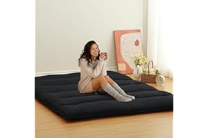 ROYGROW Japanese Futon Mattress Full Size, Foldable Floor Mattress for Adults, Black Tatami Mat