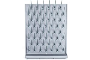 SOPLY Lab Supply Drying Rack Pegboard Bench-top/Wall-Mount Laboratory Glassware Detachable Pegs Lab Drying Draining Rack Cleaning Equipment (52 Pegs, Grey)