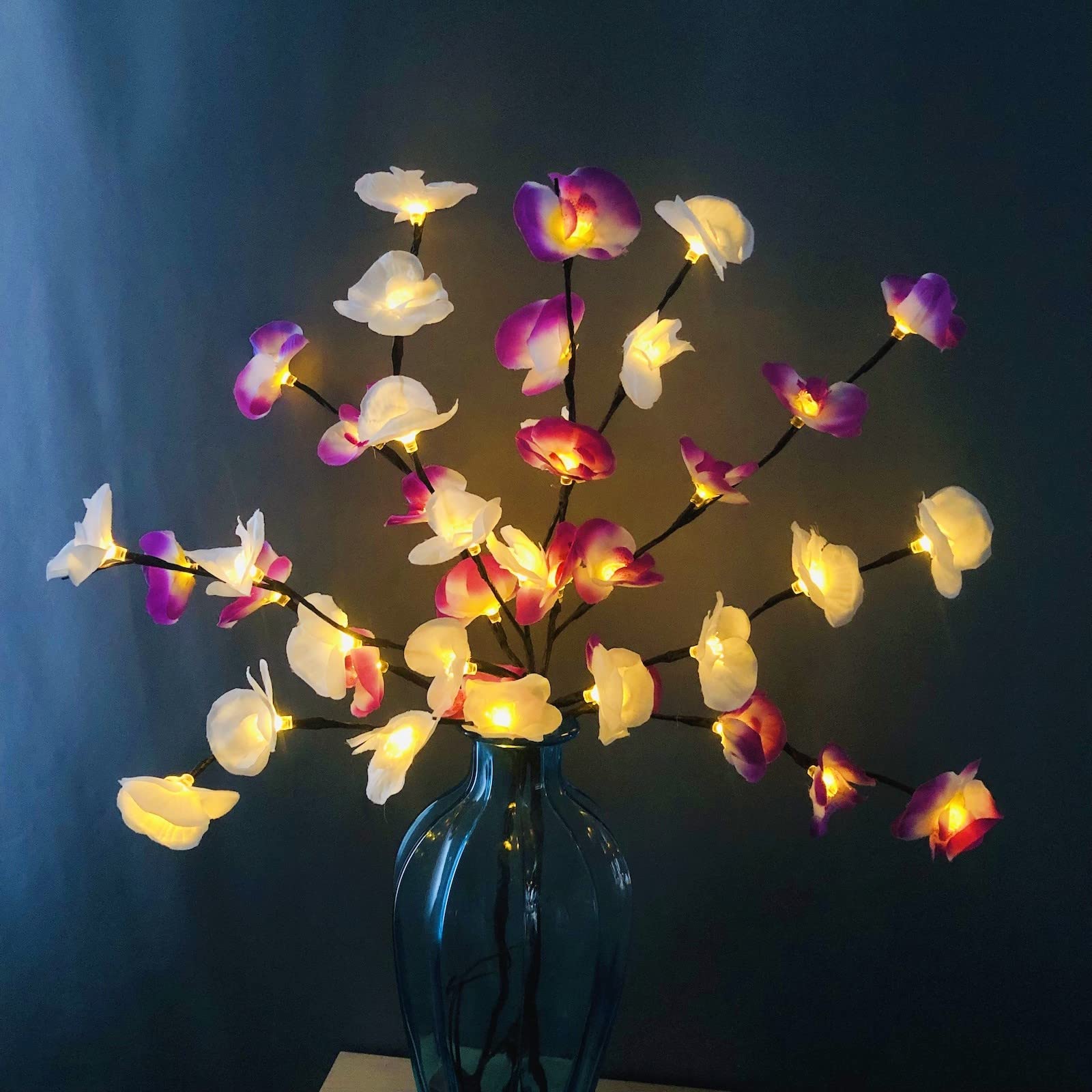 YOLIGHT 2 Pack LED Twig Lights Tree Lighted Artificial Phalaenopsis Branch Lights Flexible Branch Decoration Light for Home Shop Windows Vase Table Room Wedding Christmas (Phalaenopsis(Pink+White))