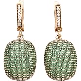 Fantastic Design! Turkish Handmade Jewelry Round Cut Emerald Zircon Stone 925 Sterling Silver Drop/Dangle Earrings