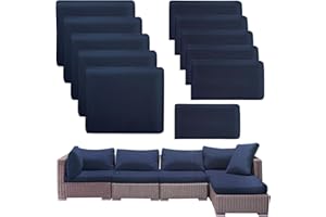 Thankyall 11 Pcs Outdoor Patio Cushion Covers Replacement Waterproof Outdoor Cushion Slipcovers for Outdoor Sectional Furniture Wicker Rattan Patio Sofa Couch Chair Seat Pillow Slipcovers（Navy Blue）