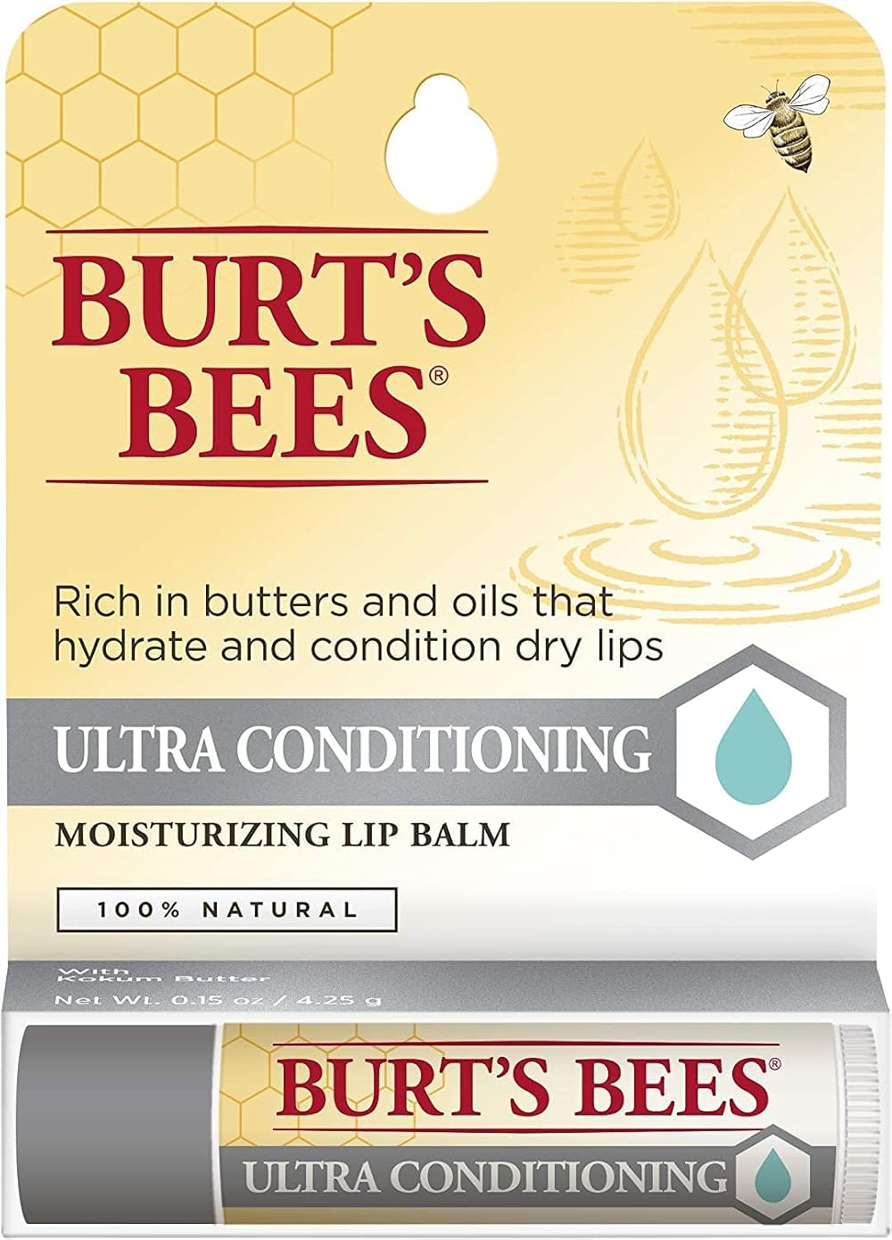 Burt's Bees Ultra Conditioning Lip Balm Kokum Butter Vanilla Vitamin E Shea