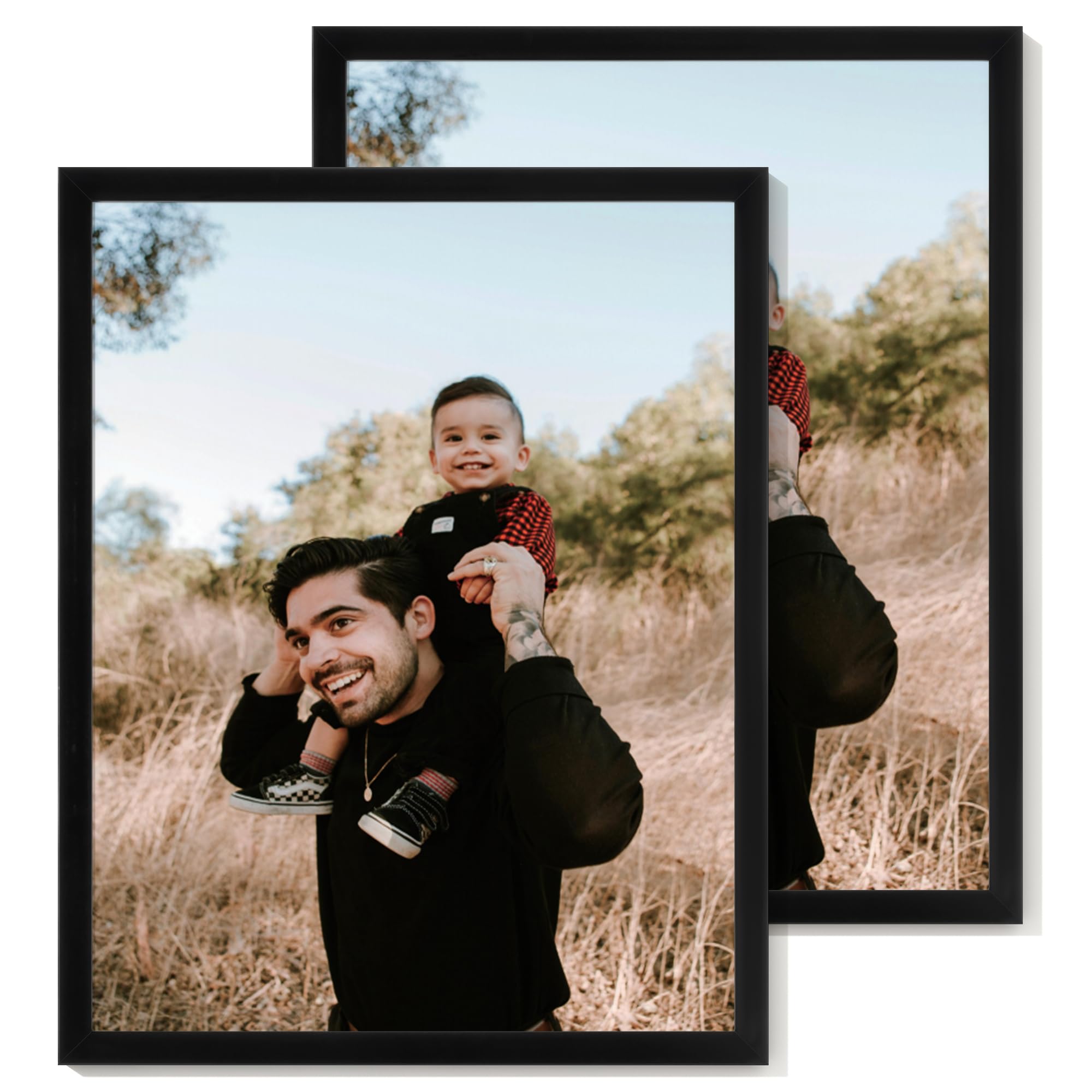 Photo 1 of 11x14 Picture Frame Set of 2,Display Pictures 11"x14",Black Photo Frame with Shatter Resistant Plexiglass,Picture Frames 11x14 Tabletop and Wall Mount,Poster Frame for Display Certificate Document