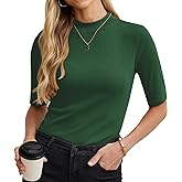 PrinStory Womens Tops Summer Short Sleeve Shirts Business Dressy Casual Pullover Tops for Women 2025 Trendy