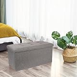 Dripex Large Folding Storage Ottoman Grey Linen 80L 76x38x38 cm view 2