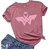 Breast Cancer Shirts for Women Pink Ribbon Graphic Tshirt Breast Cancer Awareness Shirt Support Squad Survivor Gifts