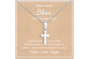 MEALGUET Stocking Stuffers Cross Necklace for Kids : Minimalist Gold Plated/Silver Cross Chain Necklace Jewelry First Communion Baptism Gifts for Teenage Girls Boys Son Children