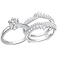 Newshe Jewellery Wedding Rings for Women AAAAA Cz Engagement Ring Enhancer Band Bridal Set 925 Sterling Silver 1.8Ct Size 4-13