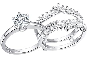 Newshe Jewellery Wedding Rings for Women AAAAA Cz Engagement Ring Enhancer Band Bridal Set 925 Sterling Silver 1.8Ct Size 4-13