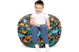 DECALSWEET Bean Bag Chair for Kids Stuffed Animal Storage Beanbag Chairs,Toddler Toy Storage Organizer for Girls and Boys,32'' Cover Only（No Filling)