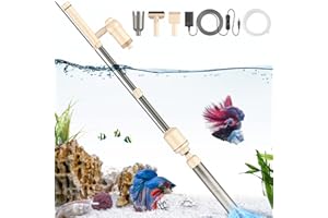 AKKEE Aquarium Vacuum Gravel Cleaner: 18W Gravel Vacuum for Fish Tank with Strong Suction for Automatic Change Water, Remove Dirt Wash Sand Water Shower and Water Circulation, Beige