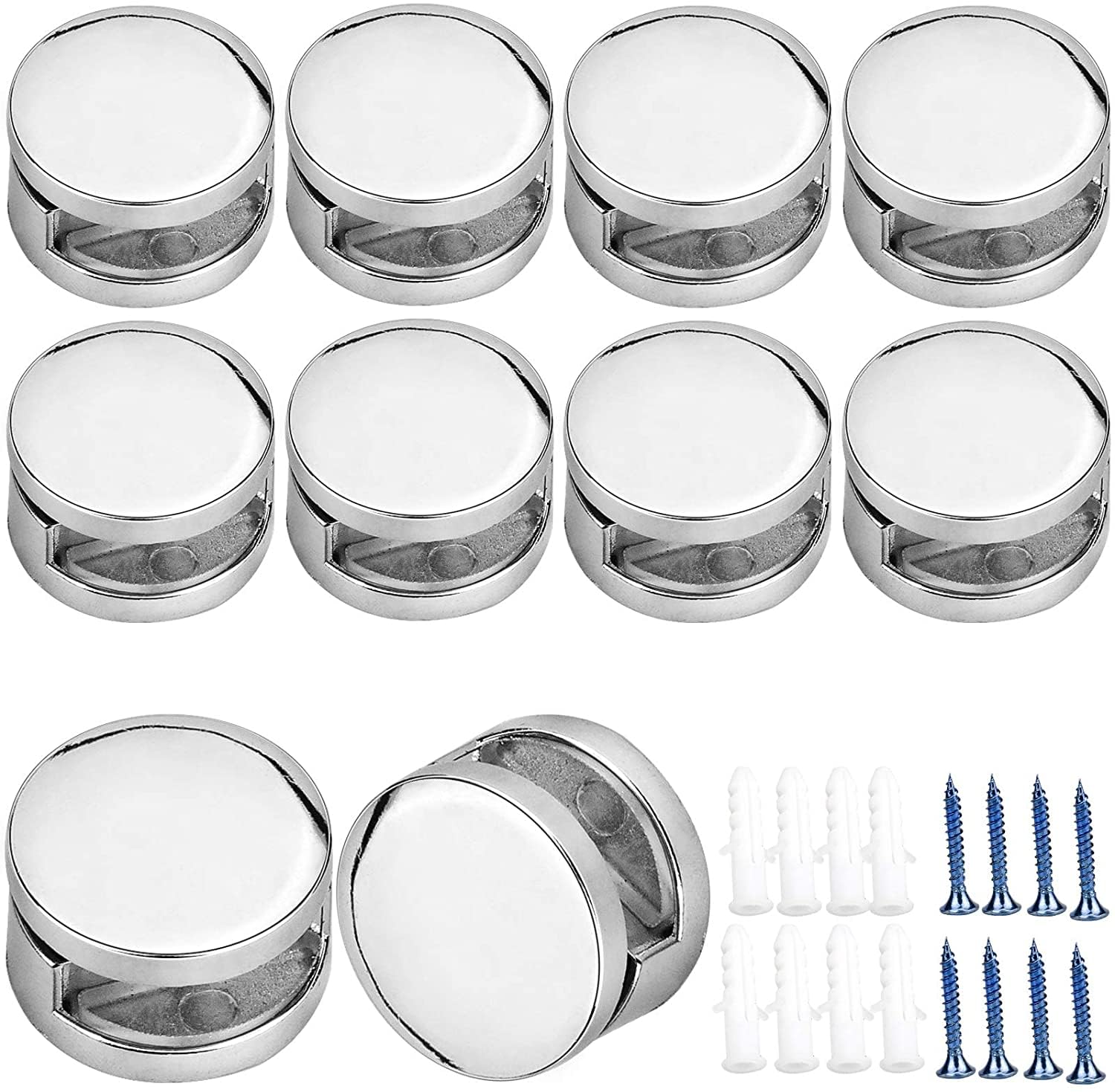 NathrBTV 8 Pcs Mirror Clips for Wall, Mirror Clips Round Glass Clamp with Screws for Bathroom Living Room Public Places - 4 to 7 mm, Zinc Alloy