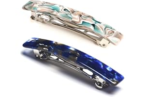 EYEGLA 2PCS French Design Hair Barrette Tortoise Shell Celluloid Rectangle Hair Clips for Women