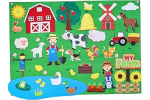 Farm Animals 41x30 Inch Felt Story Board Early Learning Interactive Wall Hanging Felt Board for Toddlers Family Christmas Rol