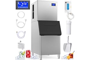 ECEVT Commercial Ice Maker 528Lbs/24H Commercial Ice Machine with 400LBS Large Storage Bin for Business Cafe Bar (528Lbs/24H)