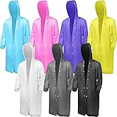 JaGely 7 Pack Rain Poncho Set Colorful Reusable Rain Jacket EVA Waterproof Raincoat for Adults
