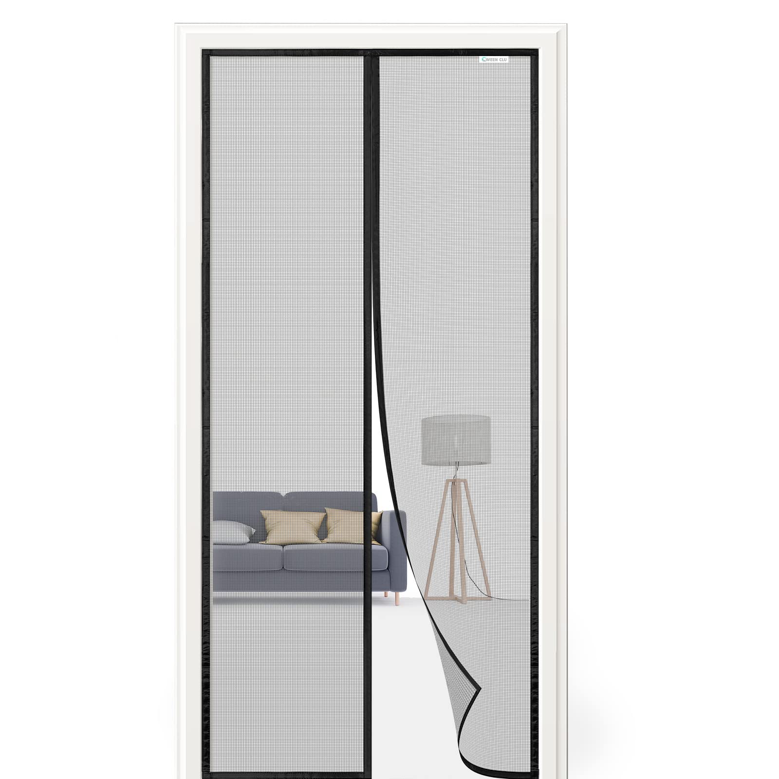 Magnetic Fly Screen Door, 110 x 250 cm, Fly Screen Balcony Door, No Drilling, Suitable for Balcony Doors, French Doors, Patio Doors, Black