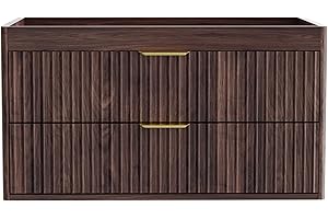 Anunweldo 30 Inch Floating Bathroom Vanity Without Sink, Bathroom Wall Cabinet with 2 Fluted Drawers & Metal Handle, Wall Mou