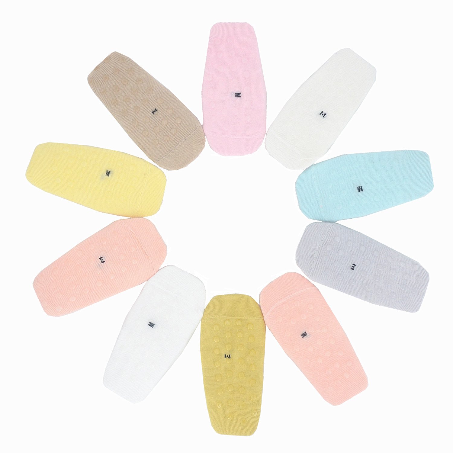 Unisex Baby Toddler No Show Non Skid Slip Heel Grip Low Cut Cotton Socks 10 Pairs (3-4T, Rabbit)