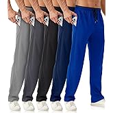 OZYJD Mens Sweatpants with Zipper Pockets 5 Pack Mens Joggers for Men Open Bottom Mesh Athletic Pants for Workout,Running