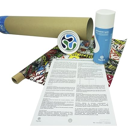 WASSERTRANSFERDRUCK BASIC-KIT - Quadratmeter wassertransferdruck folie'Day of Dead' HLC-077 + Spray Aktivator 400ml + grundle