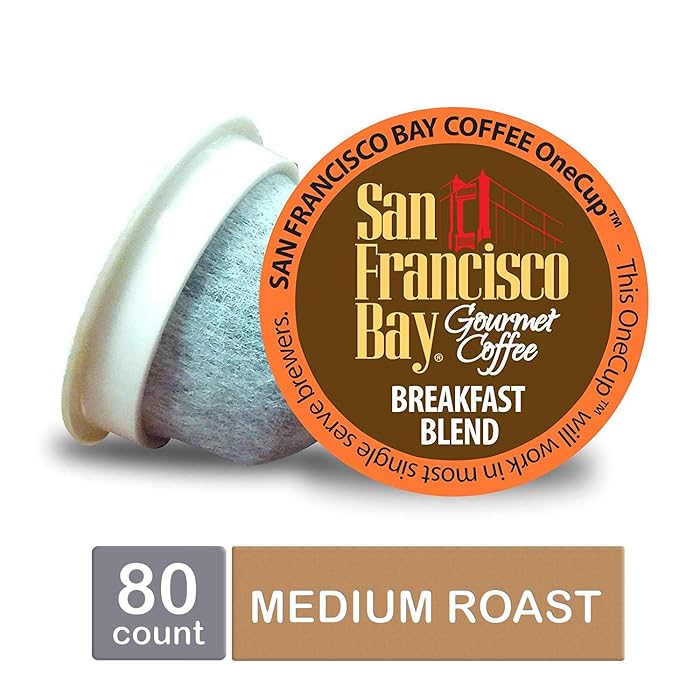 San Francisco Bay OneCup, Breakfast Blend, Single Serve Coffee K-Cup Pods (80 Count) Keurig Compatible