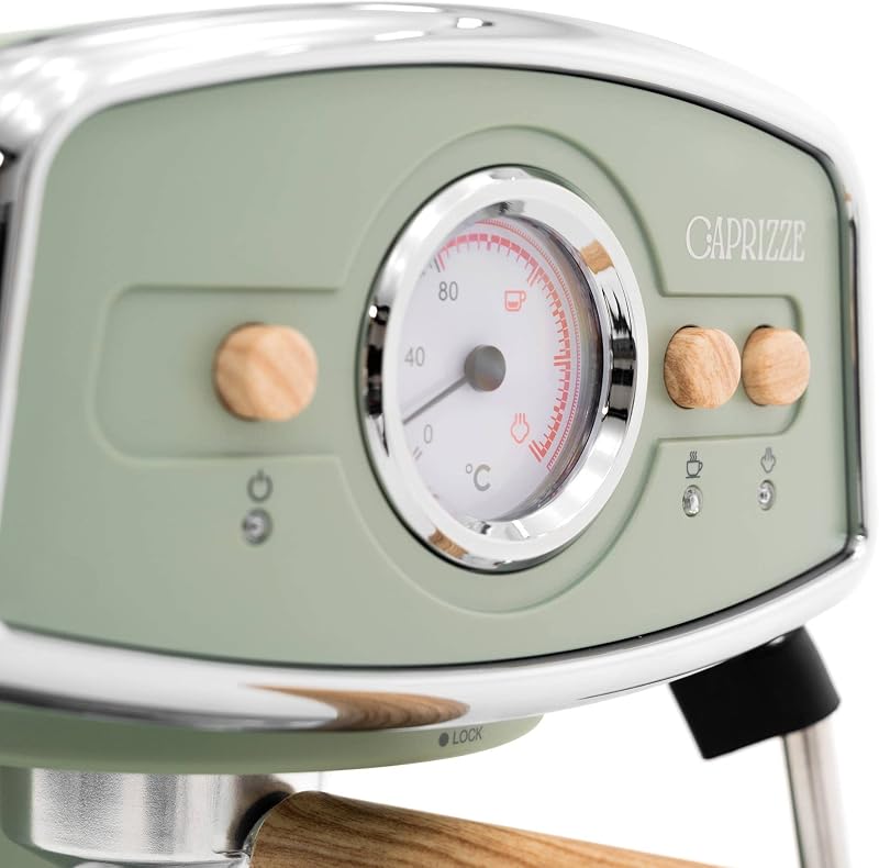Cafetera Express Semiautomática Caprizze Kai 1050 W 15 Bares Capacidad para 5 Tazas de Café con Vaporizador Color Verde Mate