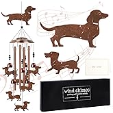 Luvsweets Dachshund Wind Chimes for Outside - Dachshund Weiner Dog Gifts for Women Men, Memorial Wind Chimes for Outdoor, Garden Patio Yard Decor, Mom Grandma Birthday Mother's Day