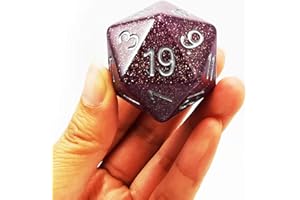 BESCON DICE Bescon Glitter Jumbo D20 38MM, Big Size 20 Sides Dice Glitter Purple, Big 20 Faces Cube 1.5 inch